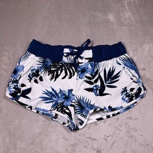Seafolly White Blue Floral Hibiscus Tropical Women’s Swim Boardshorts US Size 6